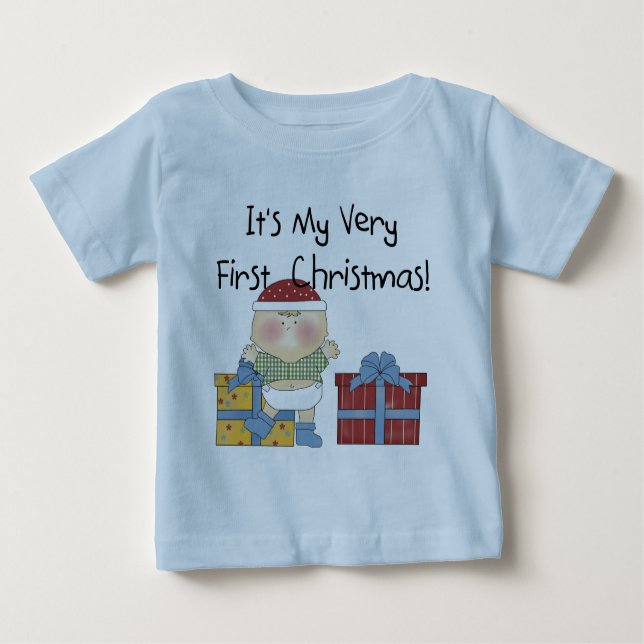 Boy and Presents 1st Christmas Tshirts and Gifts (Front)