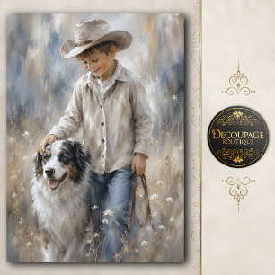 Boy and Ranch Dog Decoupage Tissue Paper