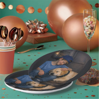 "Boy and Sleeping Dog – Warm Moments Paper Plate