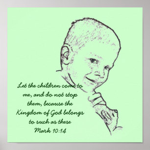 Boy and Teddy (Mark 10:14) Poster
