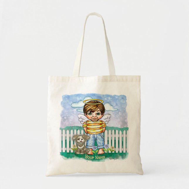 Boy Angel and Dog  Tote Bag (Front)
