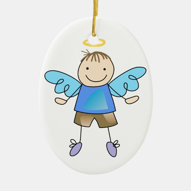 Boy Angel Ceramic Tree Decoration (Front)