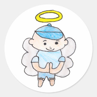Boy Angel Classic Round Sticker