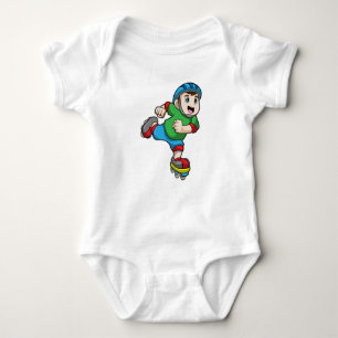 Boy as Skater with Skates & Helmet Baby Bodysuit