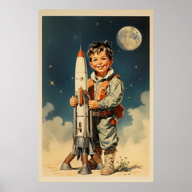 Boy astronaut retro style poster (Front)