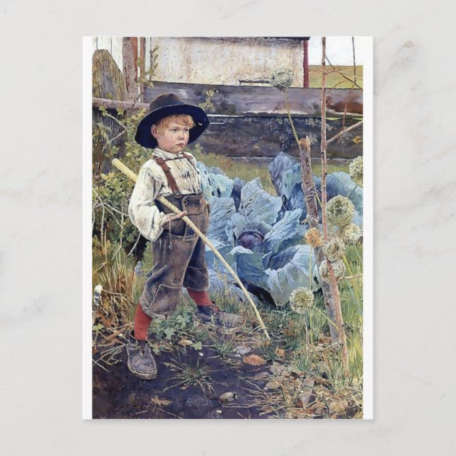 Boy at Cabbage Garden Painting Postcard (Front)