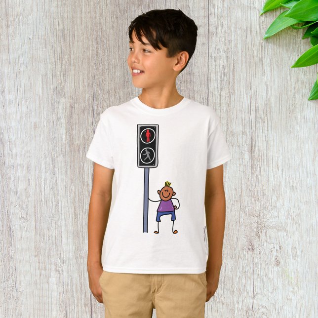 Boy at Pedestrian Crossing with Red Stop Signal T-Shirt (Creator Uploaded)