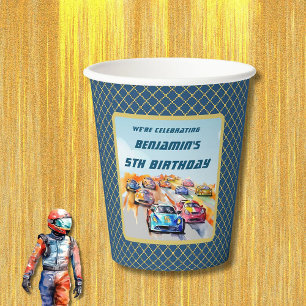 Boy Auto Racing Theme 5th Birthday Party Paper Cups
