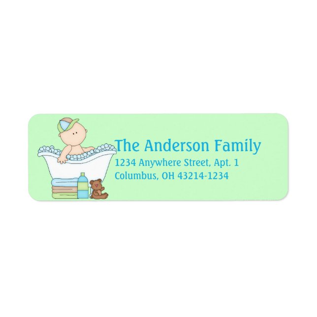 Boy Baby Bathtime Address Labels (Front)