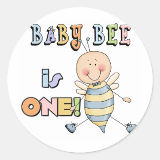 Boy Baby Bee 1st Birthday Tshirts and Gifts Classic Round Sticker