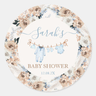 Boy Baby Clothes Baby Shower Classic Round Sticker
