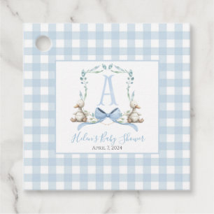 Boy Baby Duck Blue Gingham Favour Tags