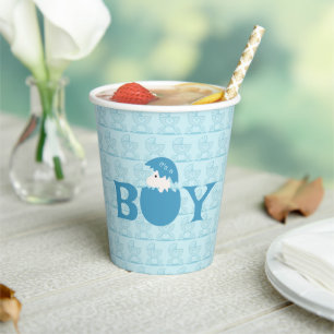 Boy Baby Gender Reveal Party Paper Cups