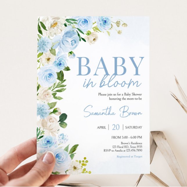 Boy Baby in Bloom Baby Shower  Invitation (Spring Flowers Baby Shower Invitation)