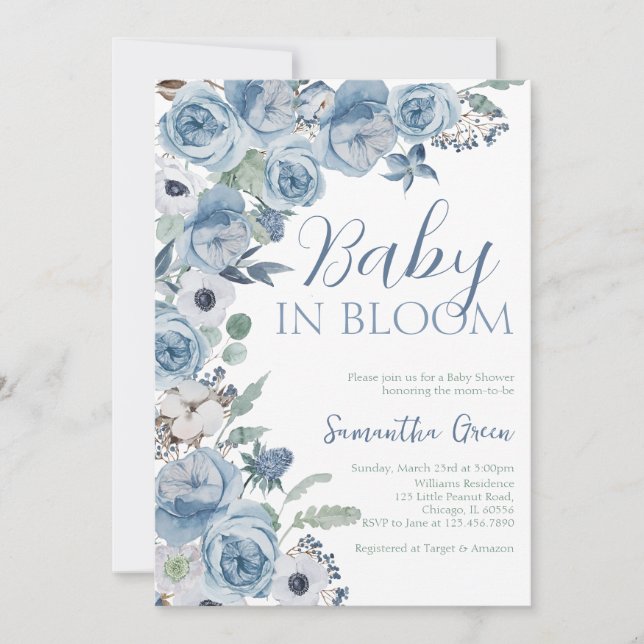 Boy Baby in Bloom Baby Shower Invitation (Front)