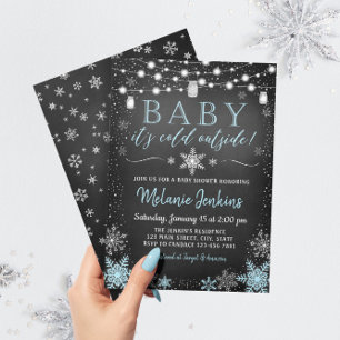 Boy Baby It's Cold Outside Baby Shower Invitation