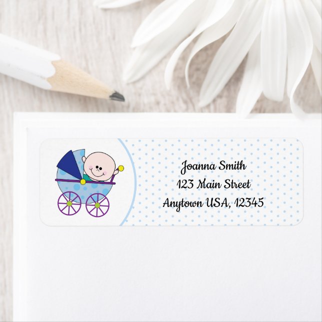 Boy Baby Newborn Carriage Blue Polka Dot (Insitu)