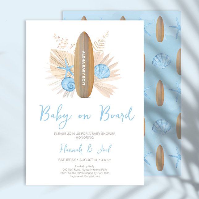 Boy Baby on Board Blue Baby Shower Invitation (Creator Uploaded)