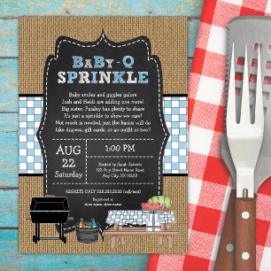 Boy Baby Q Sprinkle, BBQ baby shower  Invitation
