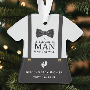 Boy Baby Shower A Little Gentleman Suspenders Ornament