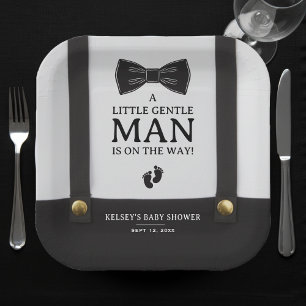Boy Baby Shower A Little Gentleman Suspenders Paper Plate