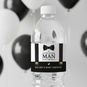 Boy Baby Shower A Little Gentleman Suspenders Water Bottle Label