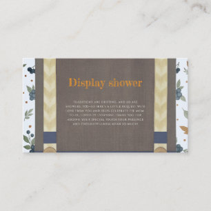 Boy baby shower autum fall blue burlap bodysuit  enclosure card