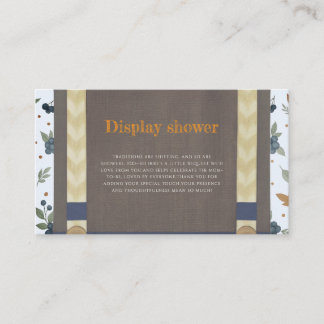 Boy baby shower autum fall blue burlap bodysuit enclosure card