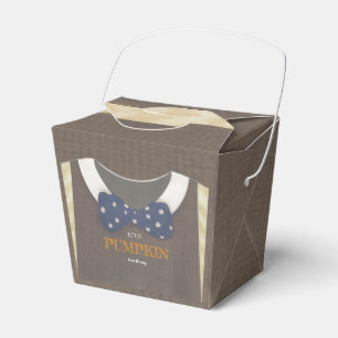 Boy baby shower autum fall blue burlap bodysuit favour box