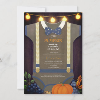 Boy baby shower autum fall blur burlap bodysuit  invitation