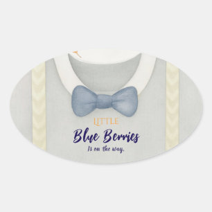 Boy baby shower autum fall burlap bodysuit  invita oval sticker