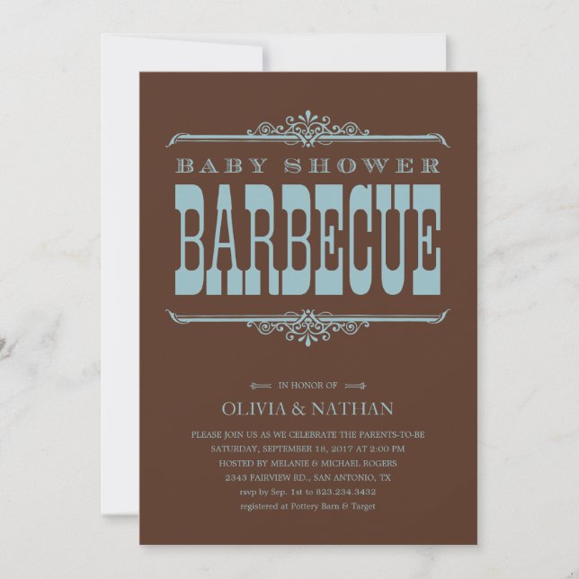Boy Baby Shower BBQ Invitations (Front)