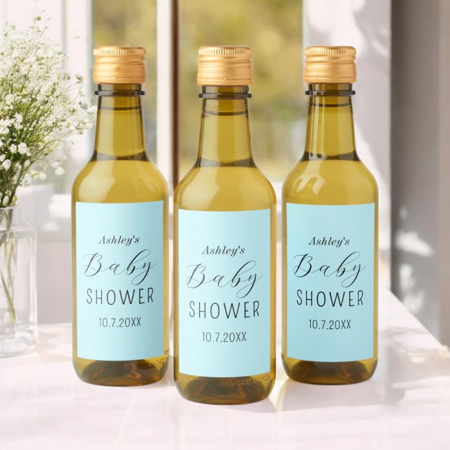 Boy Baby Shower Blue Elegant  Wine Label (Creator Uploaded)