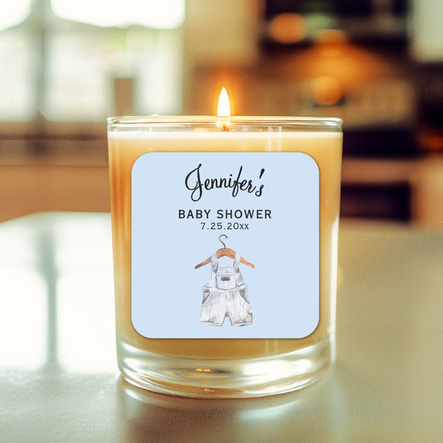 Boy Baby Shower Blue Overalls 3-in Candle Sticker (Creator Uploaded)