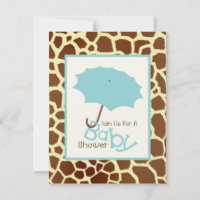 Boy Baby Shower - Blue Umbrella & Giraffe Print