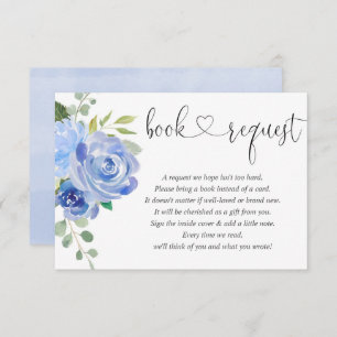 boy baby shower book request, navy blue white encl enclosure card