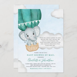 Boy Baby Shower By Mail Elephant Teal Invitation