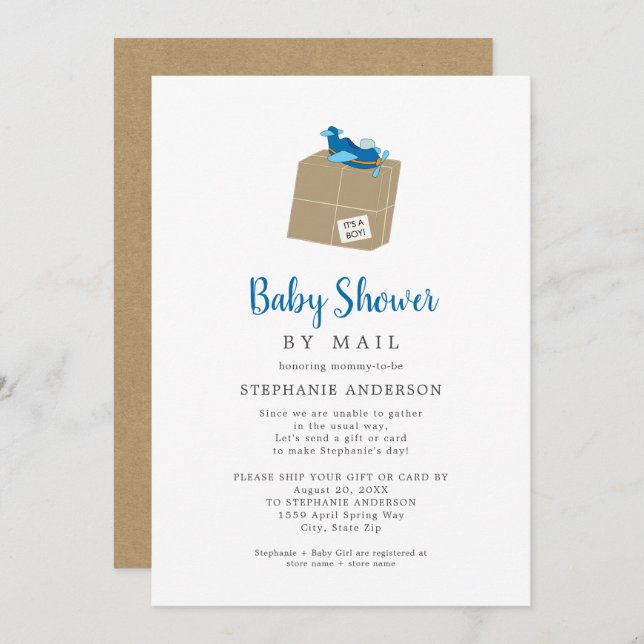 Boy Baby Shower by Mail Invitation (Front/Back)