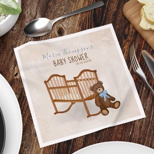 Boy Baby Shower Cute Teddy Bear Custom  Napkin