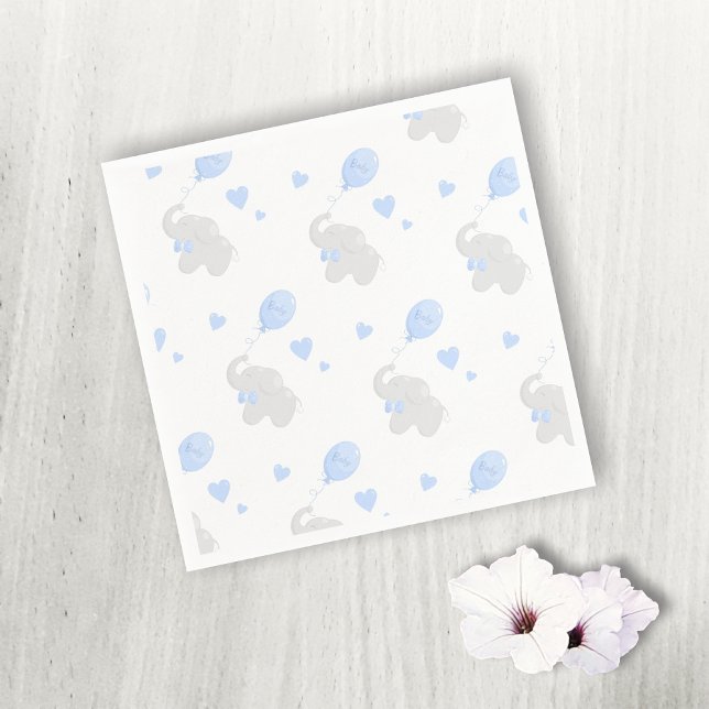 Boy Baby Shower Elephant Balloons Paper Napkin (Creator Uploaded)