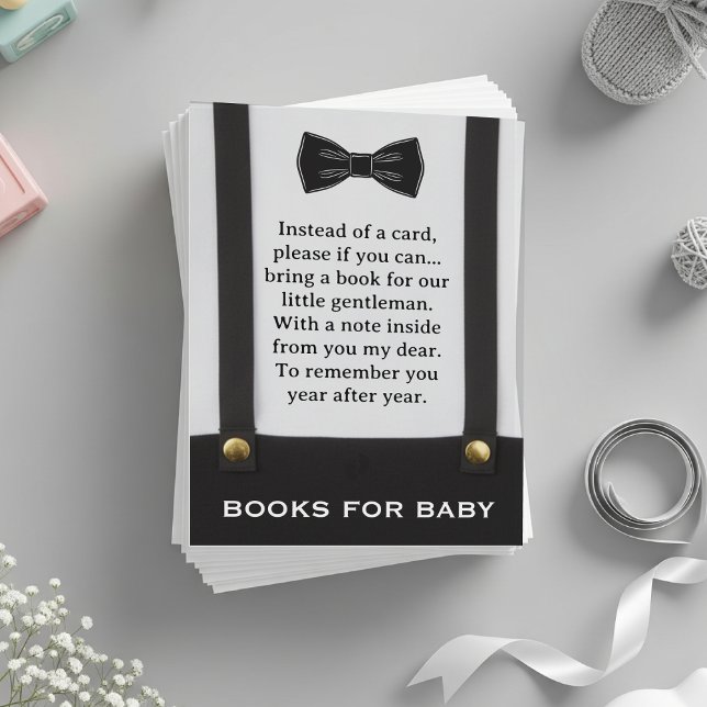 Boy Baby Shower Gentleman Suspenders Book Request Enclosure Card (Creator Uploaded)