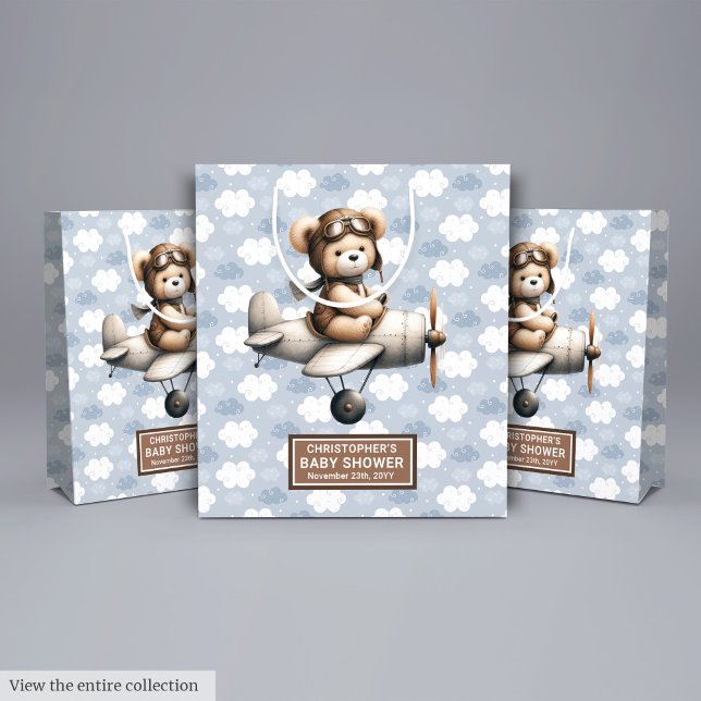 Boy Baby Shower Gift Bag With Flying Bear Design (Boy Baby Shower Gift Bag With Flying Bear Design)