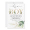 Boy baby shower greenery gold leaves modern