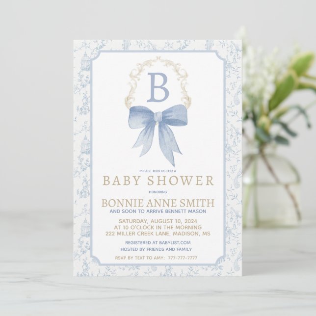 Boy Baby Shower Invitation (Standing Front)
