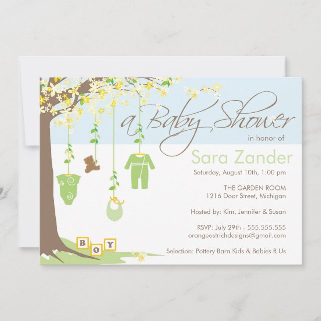 Boy Baby Shower Invitation - Baby Clothes (Front)