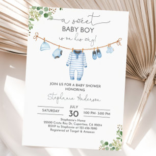 Boy Baby Shower Invitation Baby Clothes Invite A