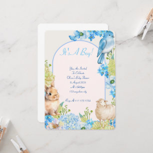 boy baby shower invitation blue watercolor design