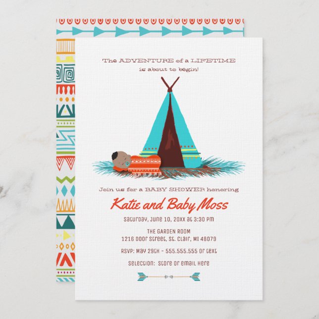 Boy Baby Shower Invitation | Boho Chic (Front/Back)