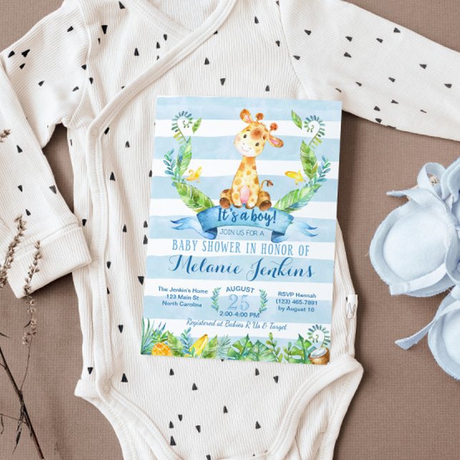 Boy Baby Shower Invitation, Giraffe Baby Shower Invitation (Creator Uploaded)