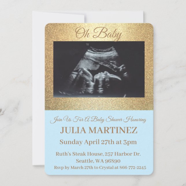 Boy Baby Shower Invitation - Sonogram (Front)
